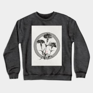 zen circle with sumiE ink carnations Crewneck Sweatshirt